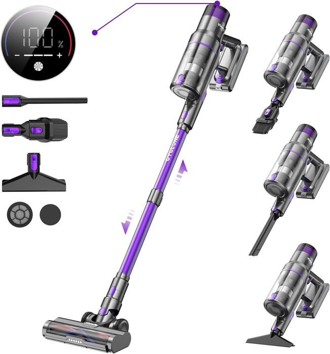 Aspirateur Balai sans Fil, 500W/40Kpa Aspirateur Balai sans Fil Aspirateur Balai sans Fil, 500W/40Kpa Aspirateur Balai sans Fil