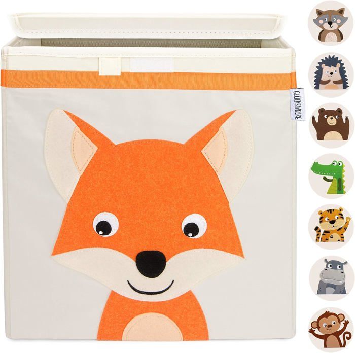 Boîte De Rangement En Tissu Avec Couvercle Lifeney - Motif Raton Laveur - Dimensions 33x33x33cm - Pour Jouets, Rangement