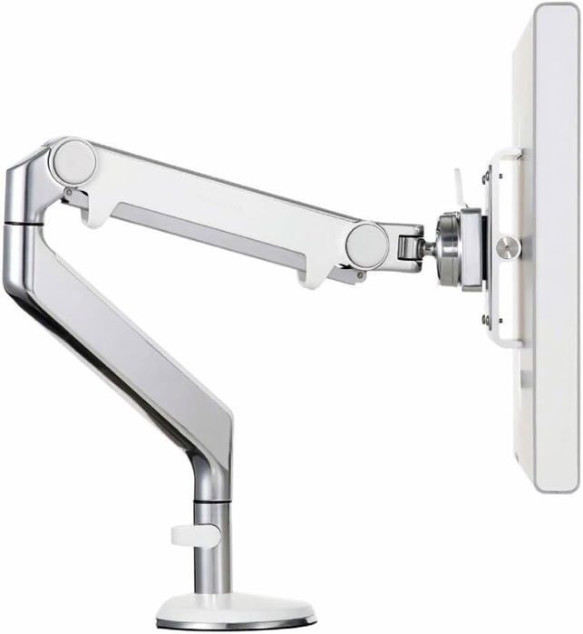 HUMANSCALE M2BW1S M2 Bras pour Ecran jusquà 9 Kg Fixation pince pour tranche du bureau VESA 100×100 75×75  Blanc & Aluminium Poli