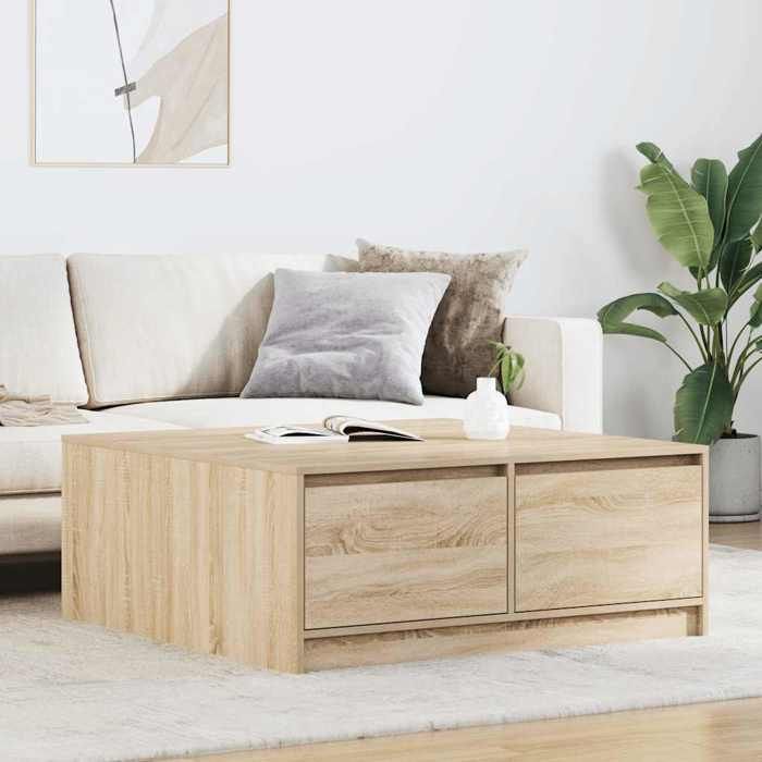 vidaXL Table basse avec tiroirs chêne sonoma 100x100x40 cm table centrale table de canapé table daccent table 3328401