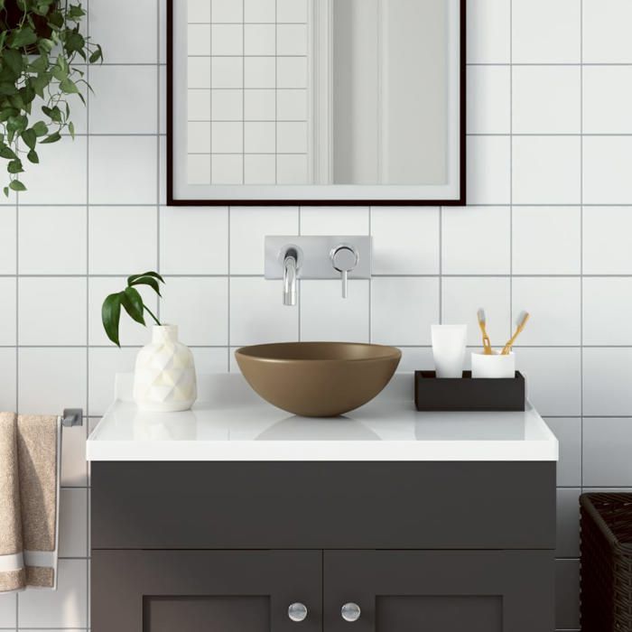 Lavabo Vasque à Poser Céramique Ronde - Blanc - 320x320x135 Mm - Neuf D'origine