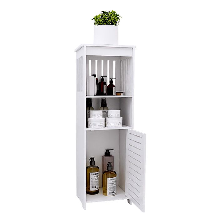 Colonne De Rangement Salle De Bain étanche - 68x16x16cm, étagères Réglables, Design Compact En Composite Bois-plastique, Blanc