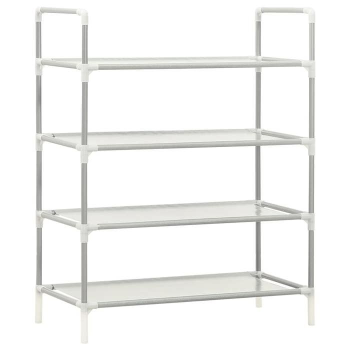 Bon plan Étagère à chaussures - JILI HOT - Grande Capacité - 4 étagères Métal et tissu intissé Argenté - pour Entrée/Couloir