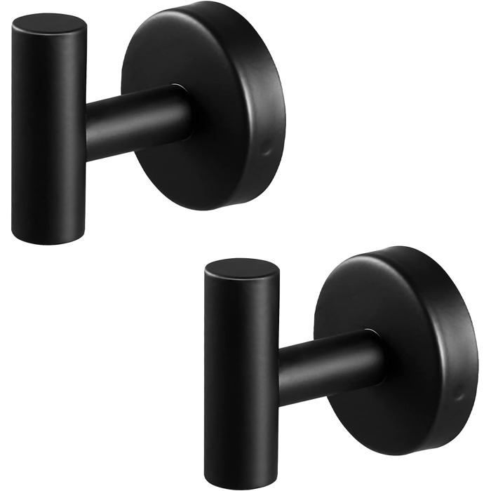 Lot de 2 crochets muraux noirs en inox 304 – patères robustes design vis cachées