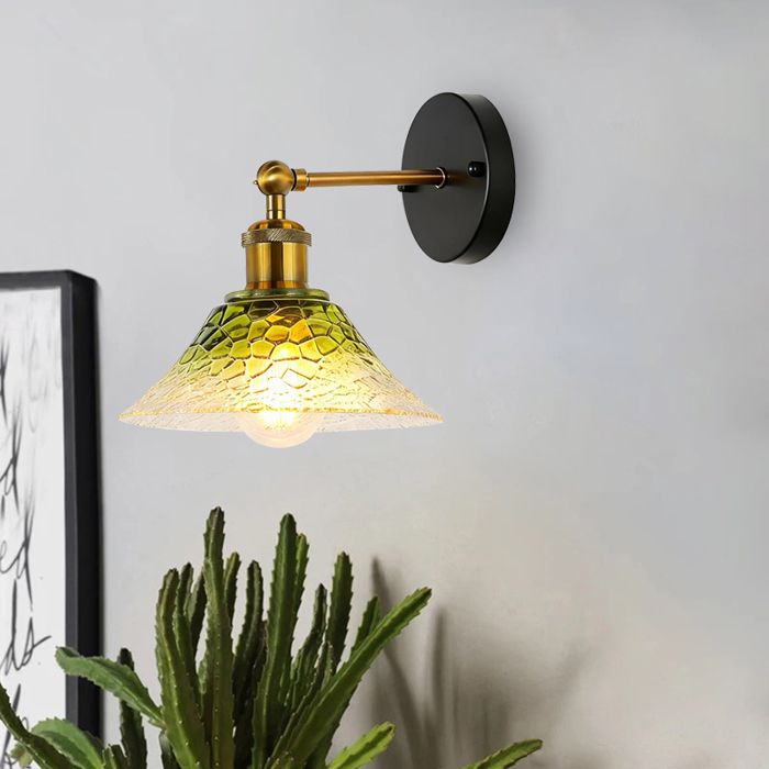SNOGOLD Applique Mural Moderne E27 Luminaire Abat-jour en Verre Vert Dégradé Ø20cm Éclairage pour Chambre Salle à Manger