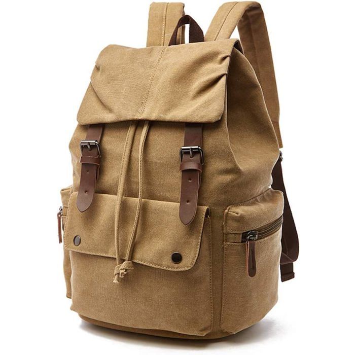 Sac Randonnee Retro Sac à Dos en Toile Cartable Vintage pour Ordinateur Portable Daypack ...