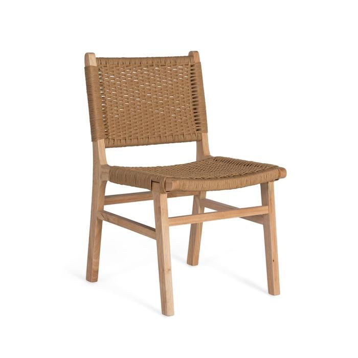 Chaises en bois dhévéa - Lot de 2 - Finition naturelle - 86 cm de hauteur - 50x57 cm - Marron - Structure robuste Chaises en bois dhévéa - Lot de 2 - Finition naturelle - 86 cm de hauteur - 50x57 cm - Marron - Structure robuste