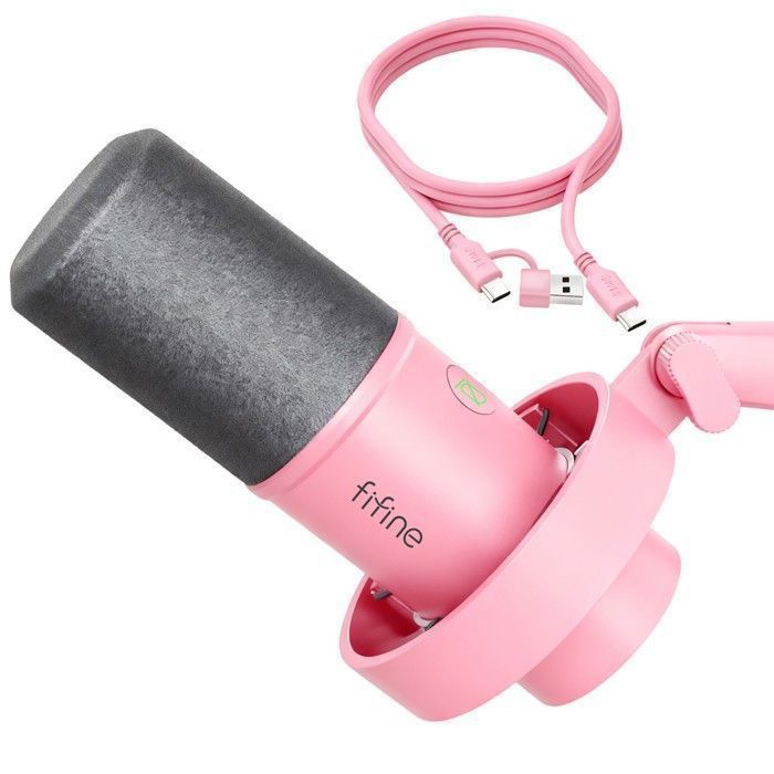 Fifine Microfone Rosa FIFINE USB/XLR Studio Micro Dynamique pour PC, RGB Cardioïde Microphone ...