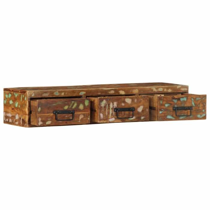 Meuble TV mural en bois massif - vidaxl - 100x30x19 cm - Multicolore - Bois de récupération - Capacité 60 kg