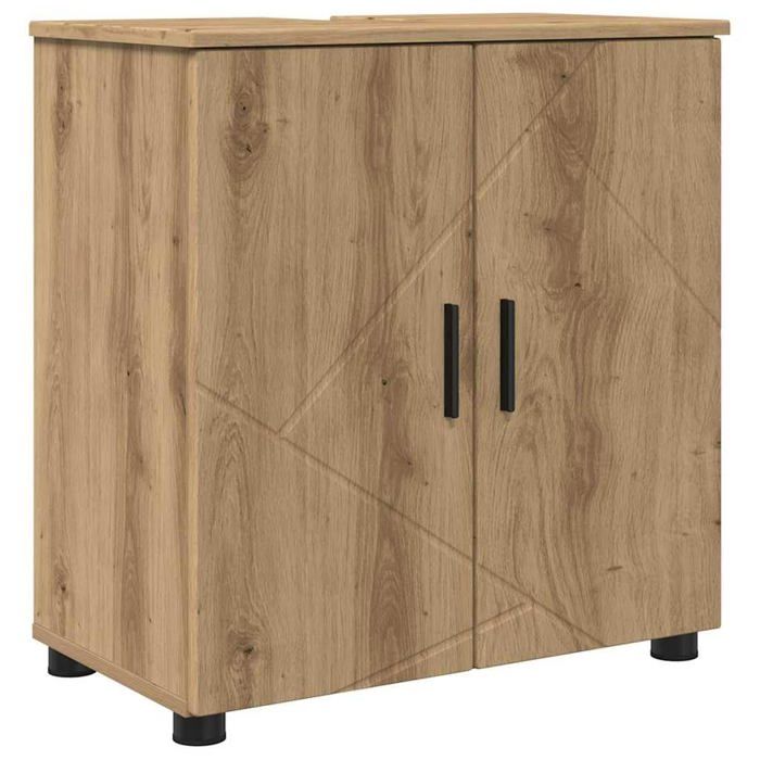 Cabinet de salle de bain moderne - vidaXL - Chêne artisanal - 61x35x64 cm - Bois dingénierie - 2 étagères - 2 portes