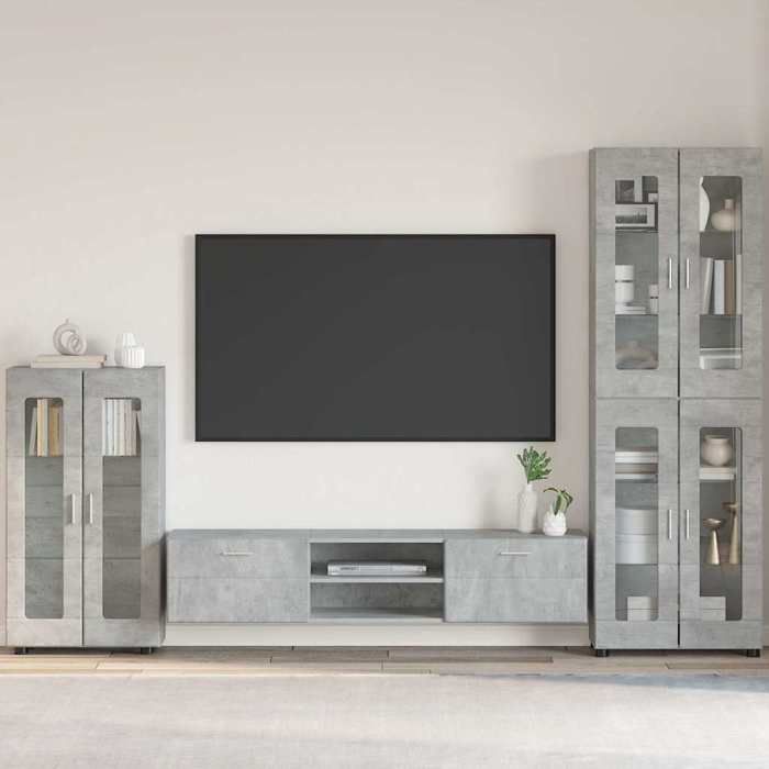 Moderne Cabinet SalonCommode meuble de rangement - Bahaut Buffet Gris béton 555 x 29 x 100 cm Bois dingénierie@FR(562546)