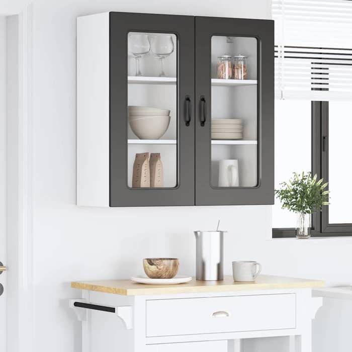 UU*TOP Placard mural de cuisine - moderne Armoire suspendue - Noir 80x31x80 cm - Bois dingénierie CC985