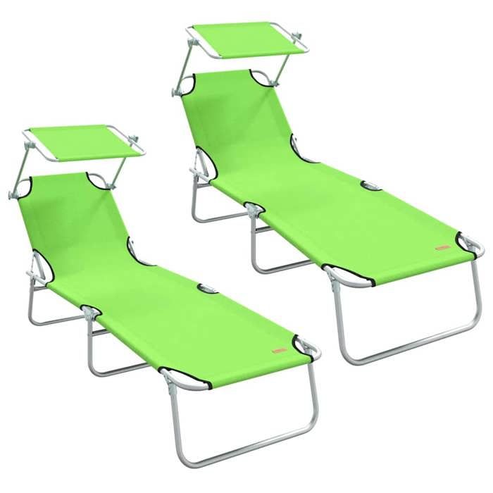 Bain de Soleil - CLARENCE® - Transat - Lot de 2 - RUIGNEUF - 2 PLACES - Vert 58 x 188 x 77cm Polyester 41500