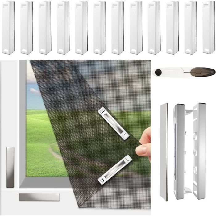 XJYDNCG Moustiquaire de fenêtre avec Fixation magnétique innovante 150 x 130 cm avec 16 aimants - Noir