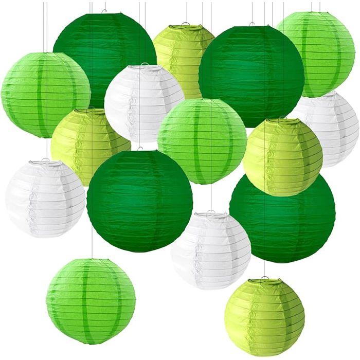 16Pcs Lanterne Papier Lanternes en Papier à Suspendues Lampion Papier Boule Ronde Lanternes Papier Lanterne
