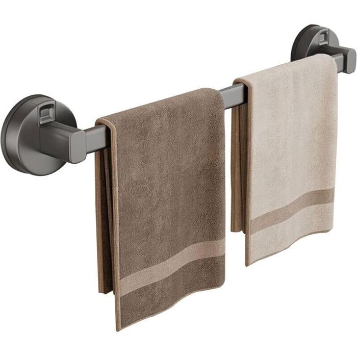 Porte-serviettes mural à ventouse réutilisable – gris 30 cm pour salle de bain et cuisine