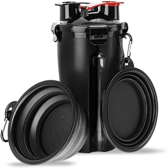 Bouteille deau portable 2 en 1 pour animaux de compagnie avec 2 bols pliables