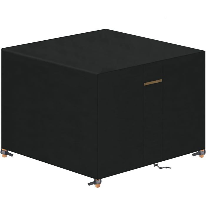Housse Protection Table de Salon de Jardin 420D Tissu Oxford avec Grilles D’aération et Boucle Verrouillage Noir Carré 90x90x90cm