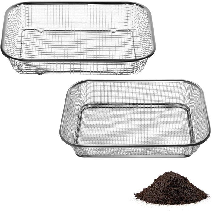Tamis de jardin lot de 2 - acier inoxydable - mailles 3.1 et 5.7 mm - pour compost sable et gravier
