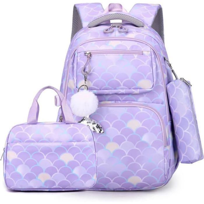 XJYDNCG 3Pcs Cartable Fille Primaire Grand Sac a Dos College Fille Sacs Scolaire de 9 à 16 ans Sac décole avec Sac à Lun CARTABLE