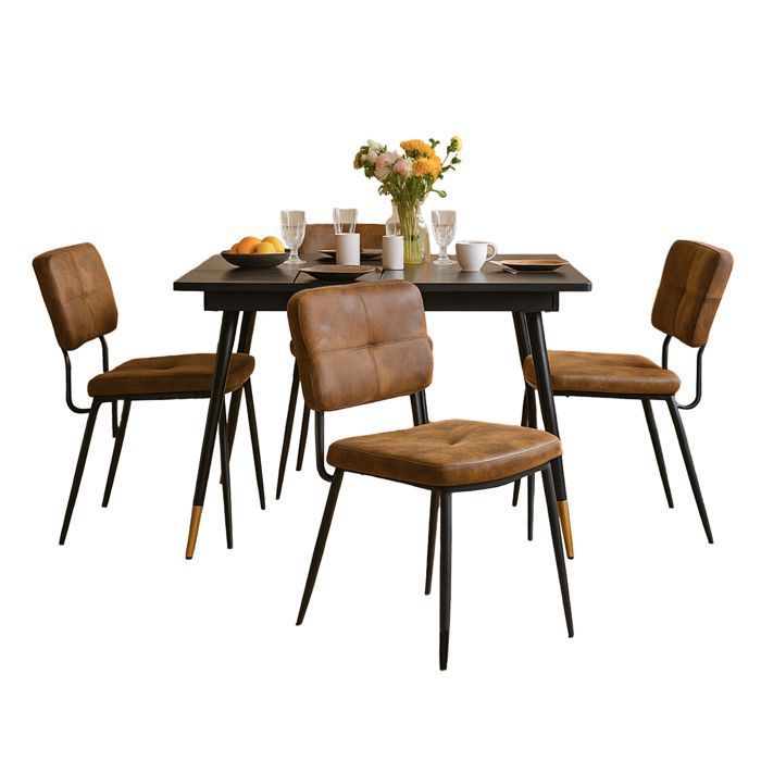 MEUBLES COSY Ensemble de salle à manger comprenant une table extensible et 4 chaises de salle à manger industrielles en suédine