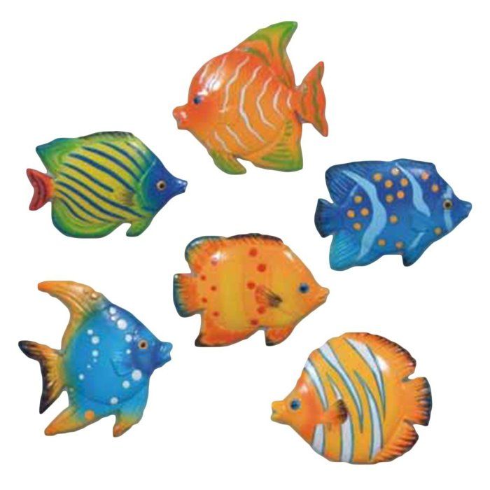 6 Magnetini Da Frigorifero A Forma Di Pesce Tropicale | Colorati In Resina | Decorazione Marina Per Cucina | Lunghezza 7 Cm - 3