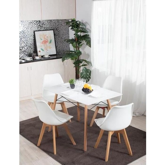 Table 4 Places Rectangle Bois Blanc Scandinave Salle A Manger Cuisine Salon Sejour Bureau De Travail Achat Vente Table A Manger Complete Table A Manger 4 Places Bla Cdiscount