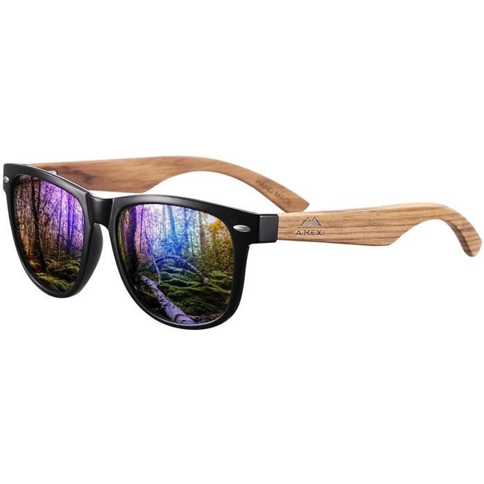 Lunettes De Soleil Polarisées Glacier En Bois - Marque Eye Candy Gear, UV400, Style Carré, Couleur Blanc/vert