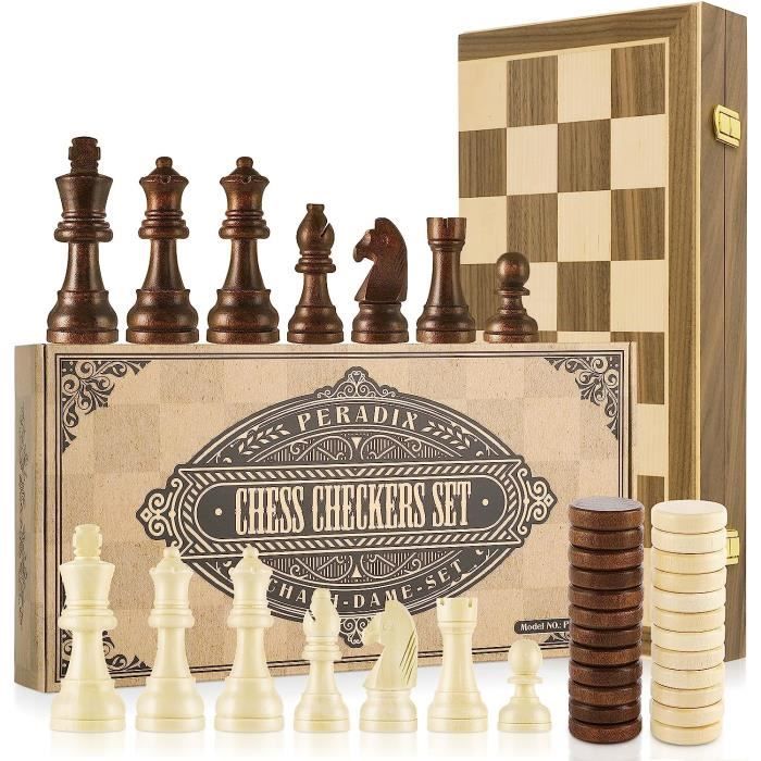 AWFENGL Jeu d'échecs Echiquier en Bois, 3 en 1 Jeux Echec en Bois AWFENGL Jeu d'échecs Echiquier en Bois, 3 en 1 Jeux Echec en Bois