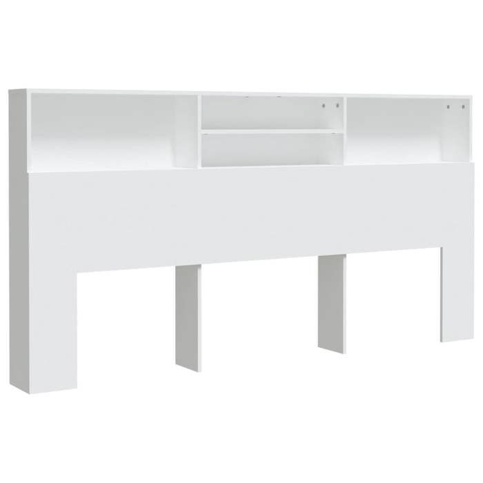 Tête de lit avec rangement accessoire de lit table de chevet etagere 200 x 19 x 1035 cm MDF blanc TDL0200101