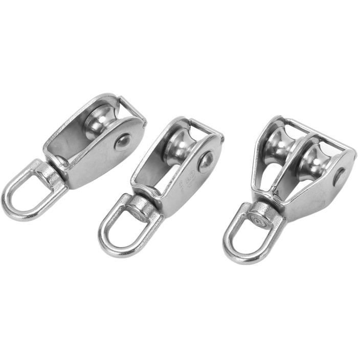 2 Poulies Simples En Acier Inoxydable 304 – Capacité 35 Kg, Rotation 360°, Pour Câbles, Cordes, Sangles