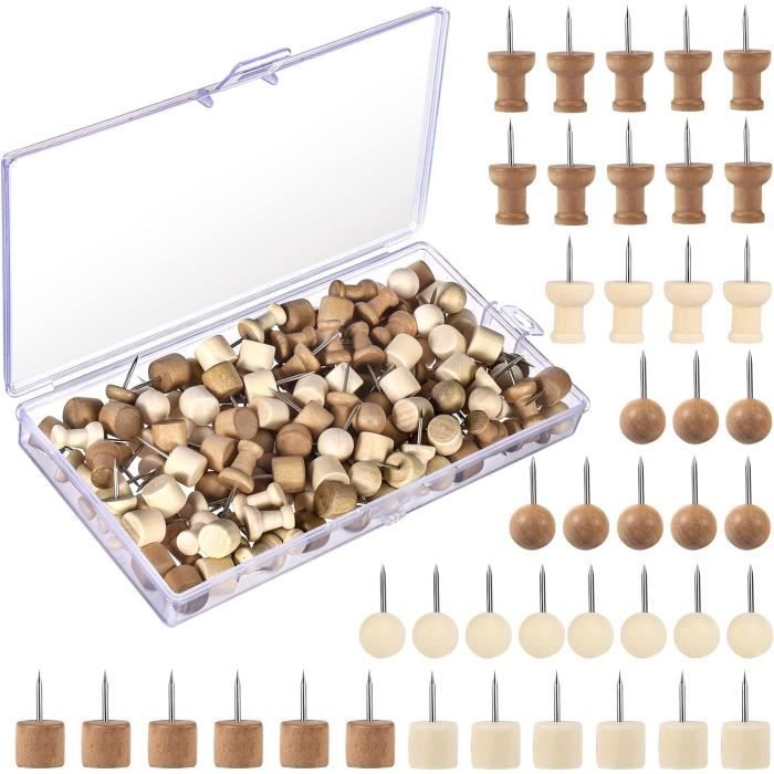 50 Punaises Avec Clips En Bois - 35x7mm - Pour Tableau Liège, Photos, Notes Décoratives