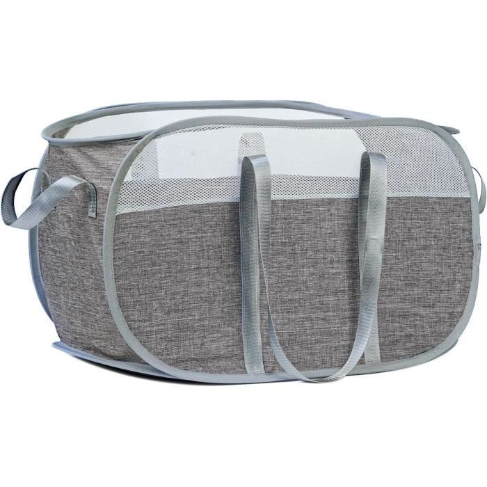 Panier à Linge Pliable Sur Roulettes 41 L – Étanche Plastique Blanc, Idéal Petit Espace