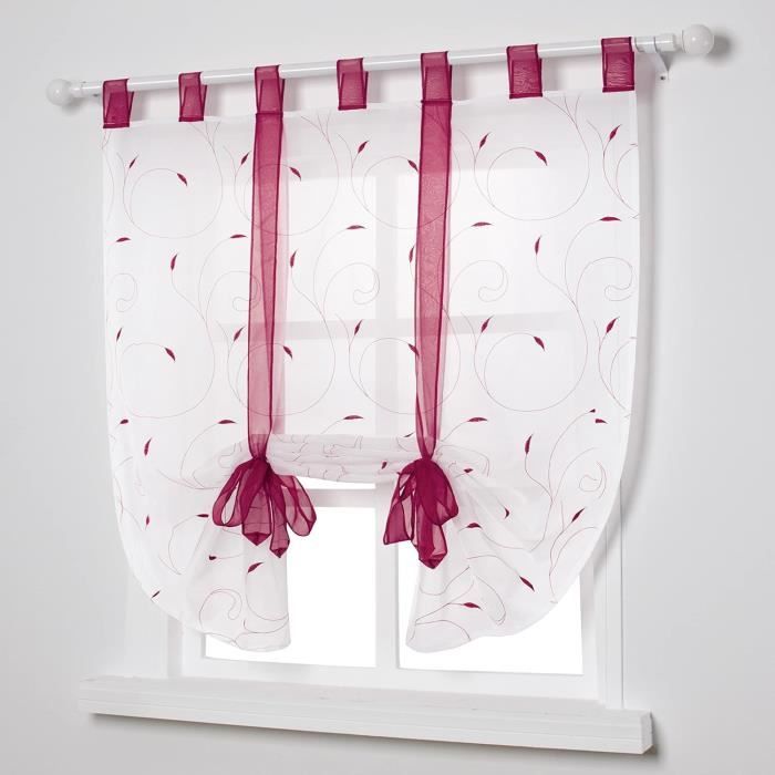 CURTAIN LAND 1Pc Store Romain Transparent Rideau Voilage A Oeillets avec Crochets U Raffrollo
