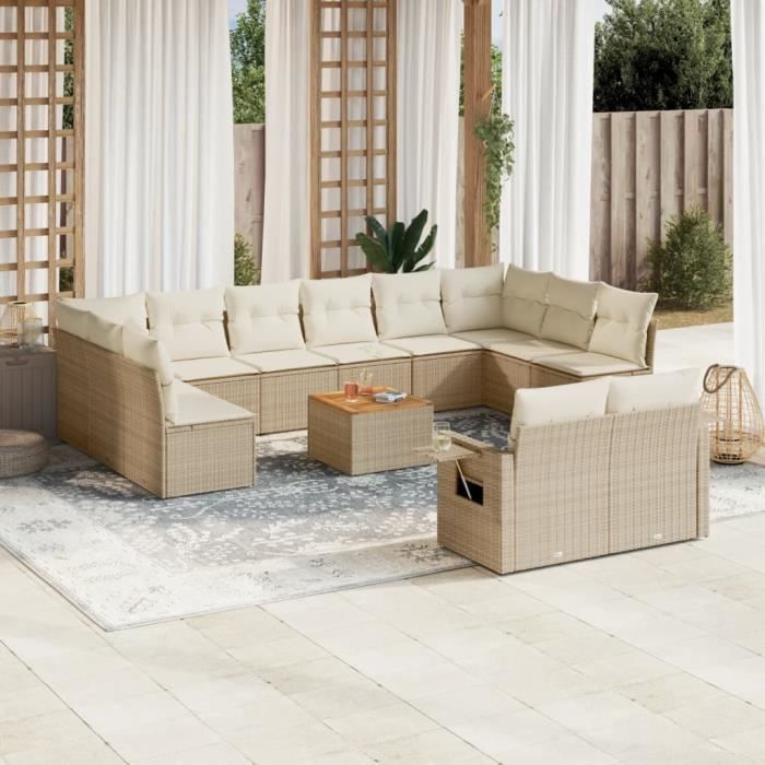 Canapé 3 places avec oreillers décoratifs crème 180 cm tissu Qqmora