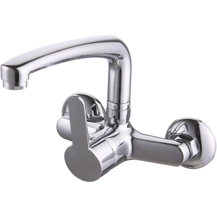 GRIFEMA LYON G11101A - Mitigeur Lavabo Bec Haut 235mm Nickel Brossé/Noir Avec Économie D'Eau