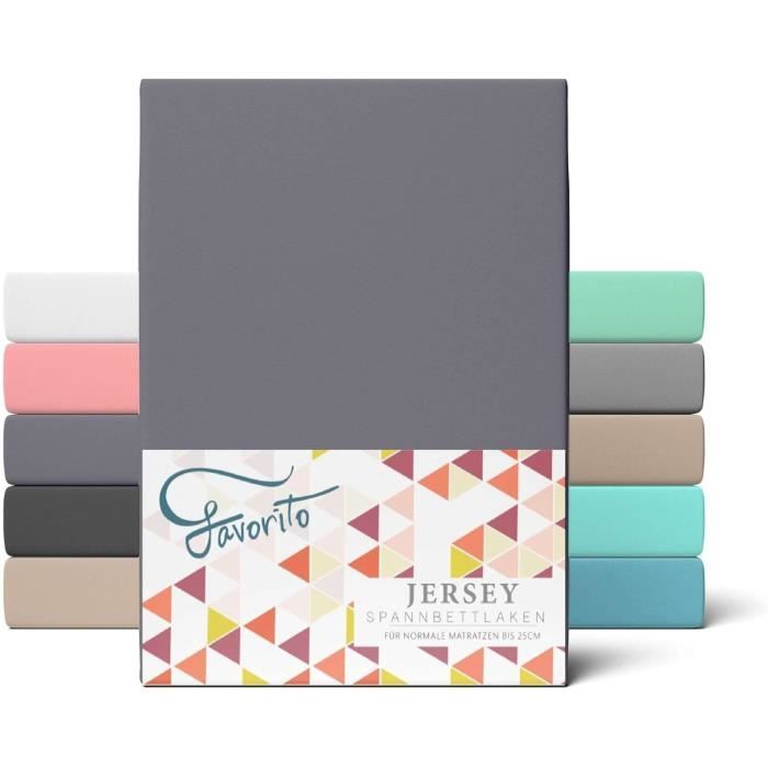 Favorito Drap-Housse Jersey 100% Coton - Aqua - 180x200 à 200x200 Cm