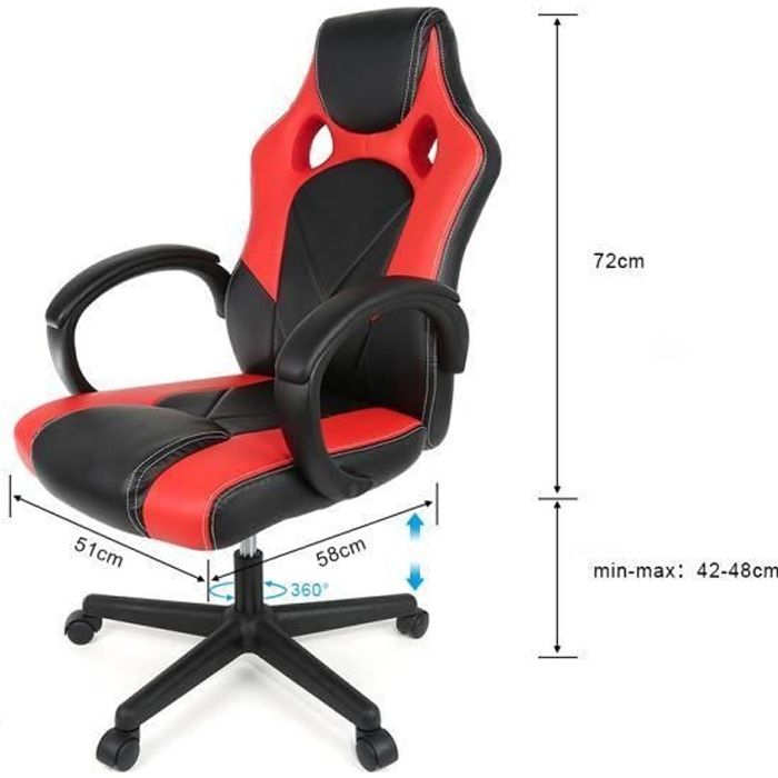 Chaise Gaming Alfordson - Bureau Ergonomique Réglable, Design Racing, Confort Longue Durée (Bleu, 150 Kg Max) - 3
