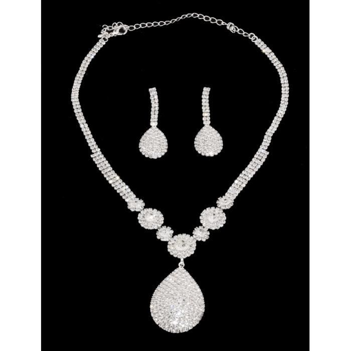 Parure Argentee Bijoux Strass Pour Mariage Soiree Fete Achat