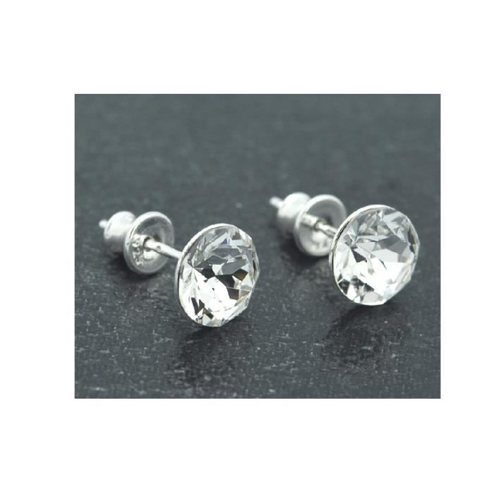 Clous d/'oreilles puces 4 mm en cristal Swarovski et argent 925//000