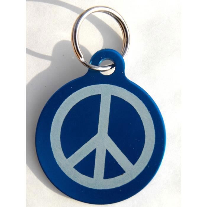 1 MÉDAILLE gravée pour chien PEACE AND LOVE personnalisée