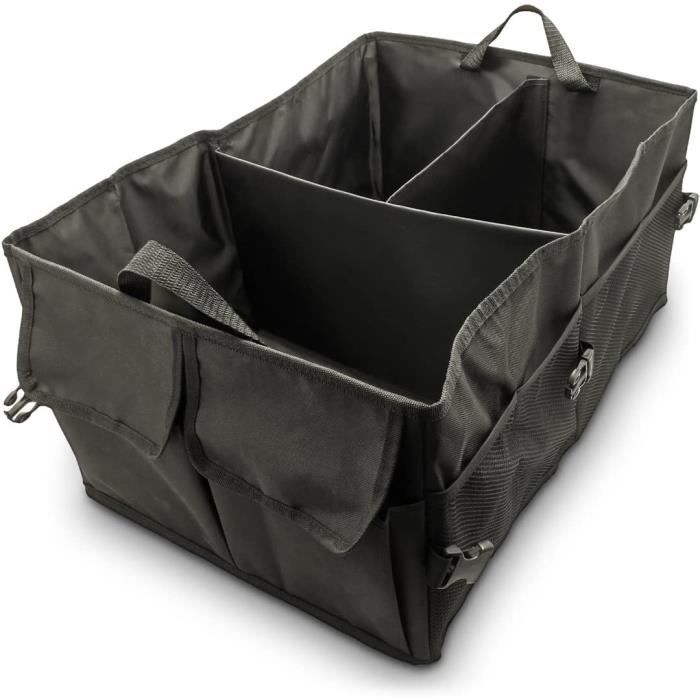 Organisateur Coffre Voiture 3 Séparateurs - Fer Noir, 30x4x5cm, Fixation Sans Outils, Pour Berline, Break, Camionnette