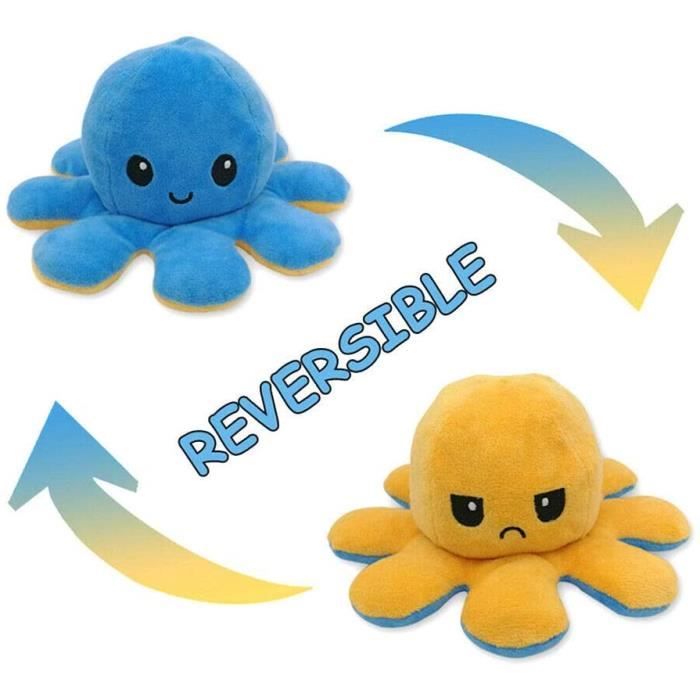 Rose Clair-Vert Clair Poulpe Peluche Reversible,Pieuvre Peluche Double Face,Peluche Poulpe Humeur,Mini Peluches Mignonnes,Jouets en Peluche pour Enfants Gar/çon Fille Friends
