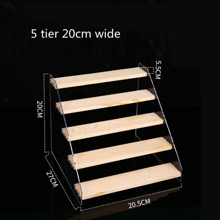 Présentoir étagère En Bois Et Acrylique - 1 à 5 Niveaux (taille 20 Cm) - Pour Rangement Déco, Cosmétiques, Collection - 5