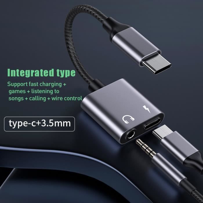 Adaptateur de câble audio AUX USB-C vers jack 3.5 mm