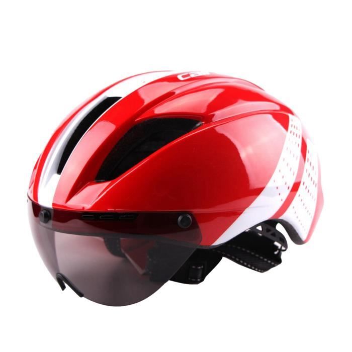 Casque de Vélo Réglable Unisexe Casque Vélo avec Visière Amovible Casque  VTT Ultraléger Casque Cycliste - Rouge Blanc, M - Cdiscount Auto