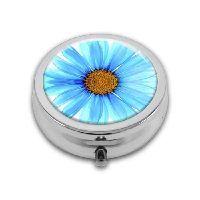 Petite Boîte Ronde En Métal Décor Fleurs - Boîte à Pilules Ou à Petits Trésors