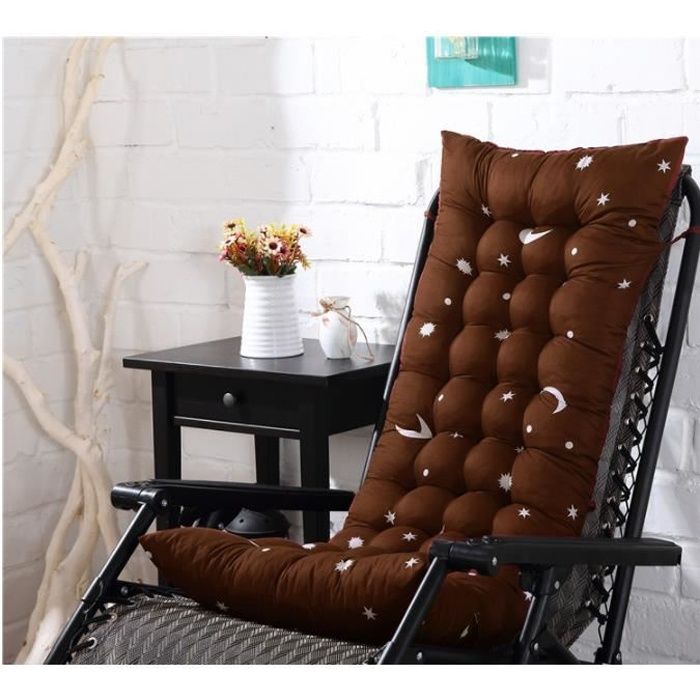 Coussin de chaise - Coussin matelas pour chaise longue - 125 x 48 x 8 cm - Marron - Garnissage fibres