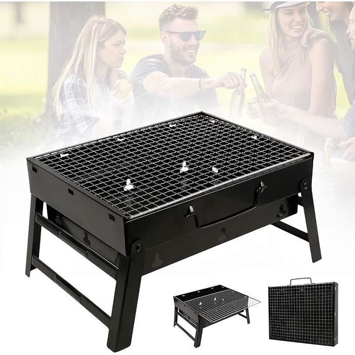 Gril À Charbon Portatif Pliant Barbecue De Camping Léger Barbecue Fumeur Barbecue À Charbon