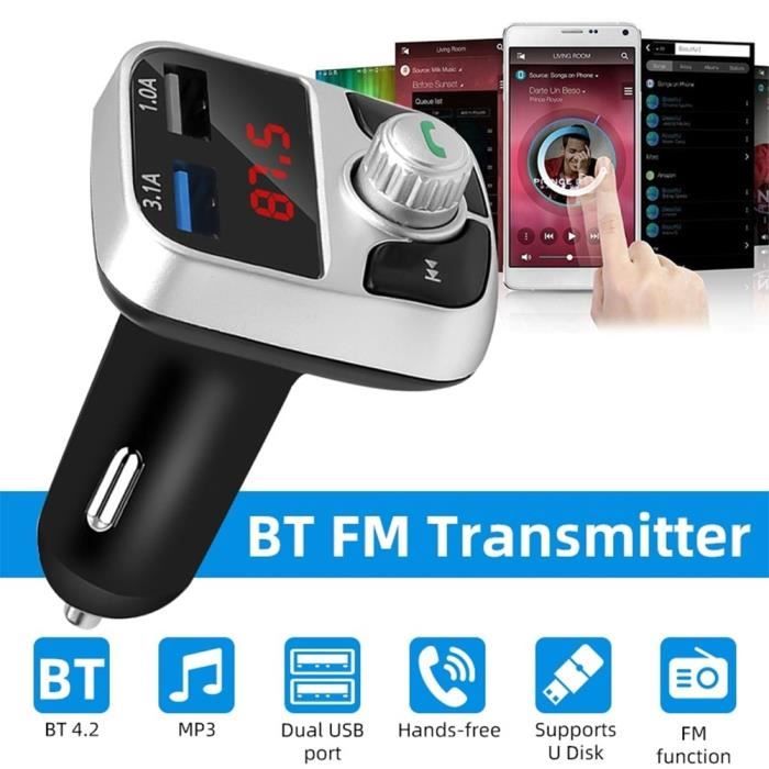 Accessoire audio - vidéo,Voiture Bluetooth 5.0 FM transmetteur Kit sans fil  mains libres Audio récepteur MP3 modulateur lecteur - Cdiscount Auto
